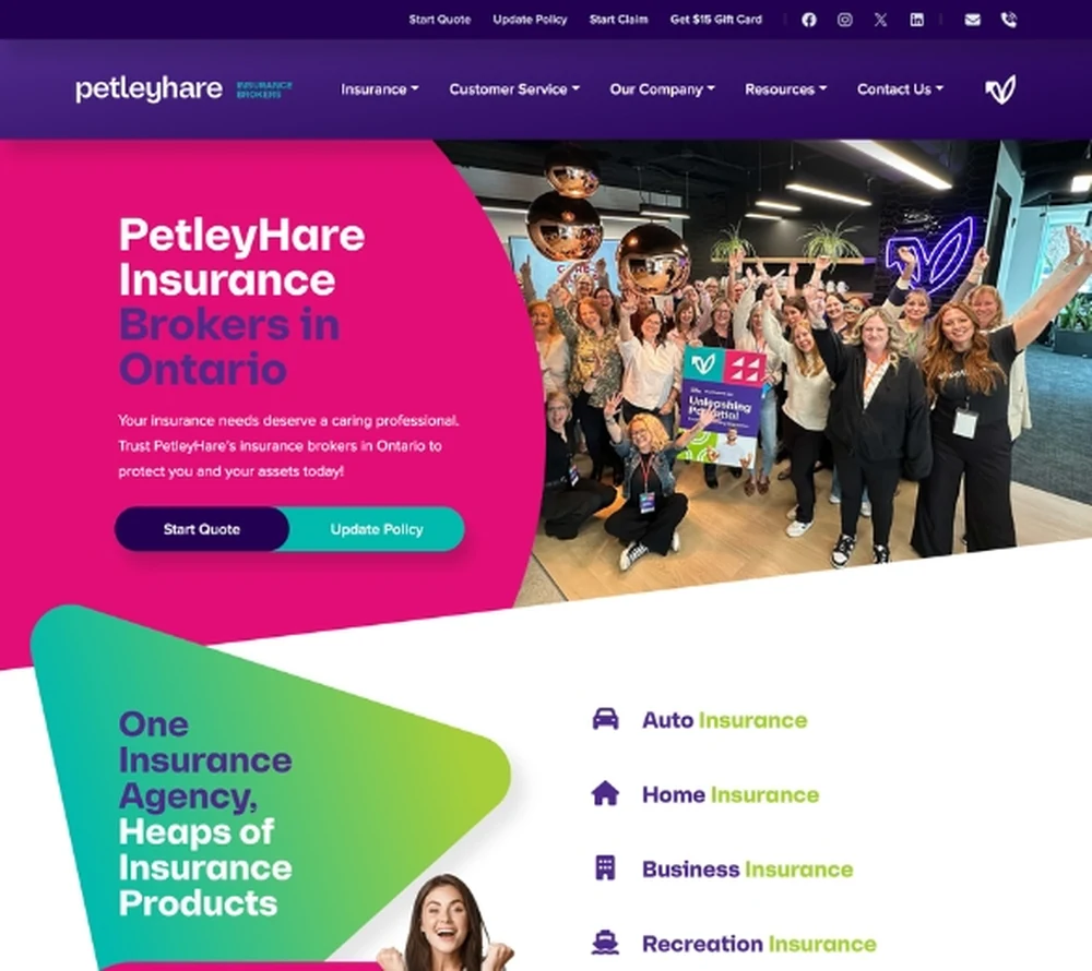PetleyHare Insurance Brokers — website preview